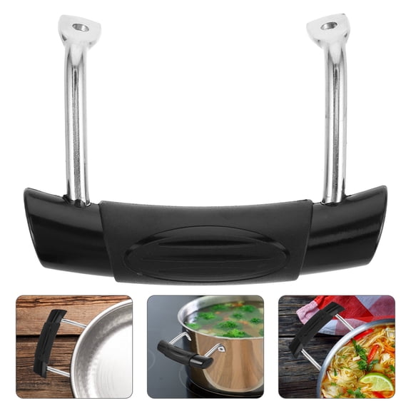 WHAMVOX 1Set Steel Cookware Handle Replacement Pot Handles Three Arc Ear Design Black For Cookware