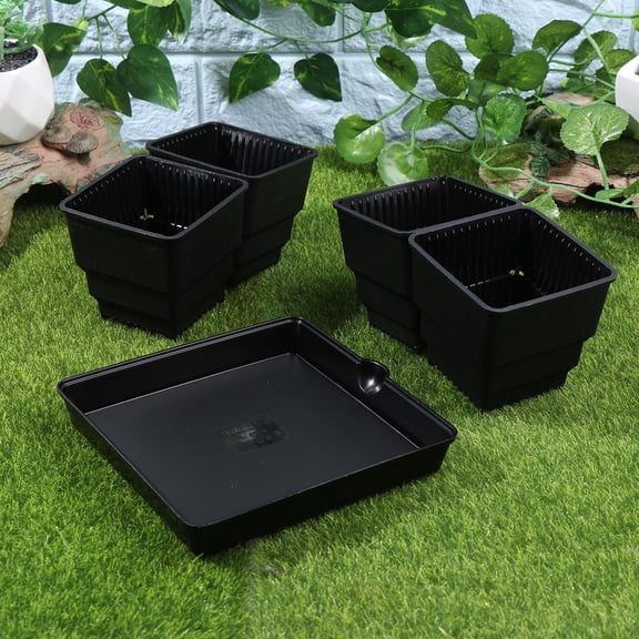 YSNOOWE Bonsai Planter Pot Plastic Flowerpots Planter Box Black 1 Set For Windowsill Garden