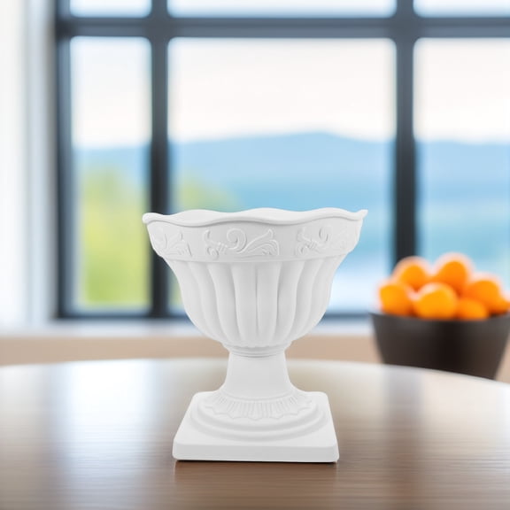 WHAMVOX 1Set White Plastic Flower Pot Planter for Outdoor Use Storage Holder 8.3x7.9x7.9in
