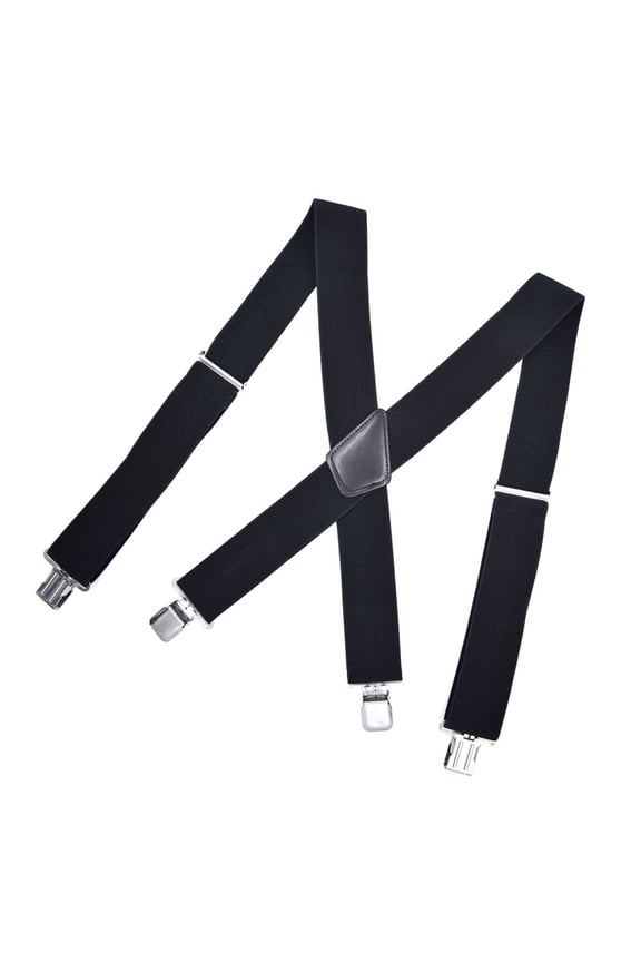 1pc Men's Suspenders Wide Adjustable Elastic Braces Pants Strap with 4 Clips Design (Black)