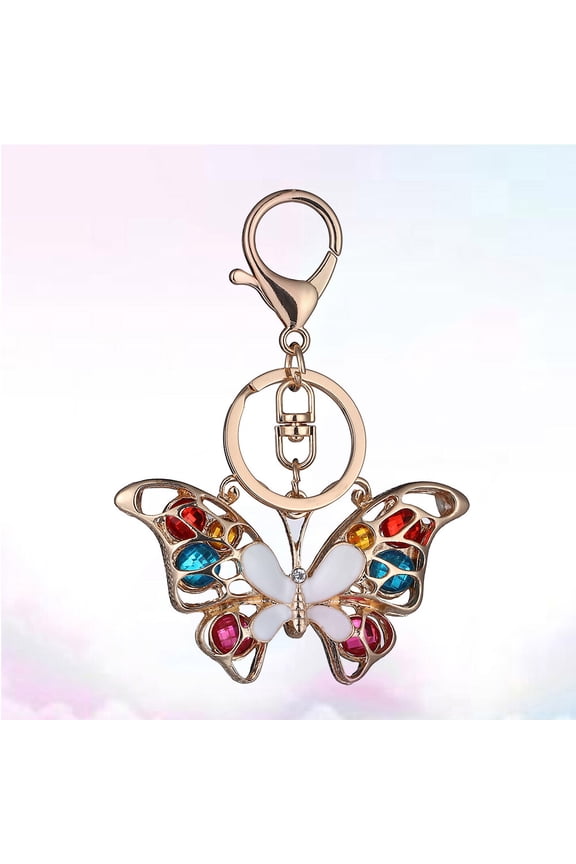 1pc Shape Keychain Alloy Rhinestone Keyring Purse Bag Pendant Decoration Hanging Ornament