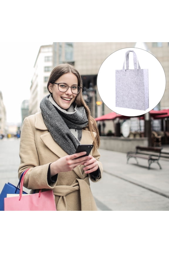 1pc Shopping Bag Felt Handbag Storage Bag Handheld Pouch Simple Storage Bag