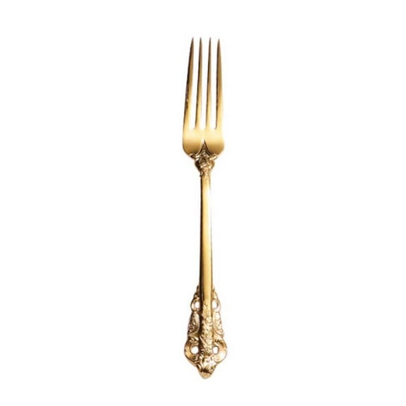 WHAMVOX 1pc Stainless Classical Embossment Court Western Tableware Dinner Fork for Home (Golden)
