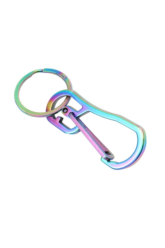 WHAMVOX 1pc Stainless Steel Key Chain Simple Design Metal Key Ring Key Holder for Men Women (Colorful Titanium)
