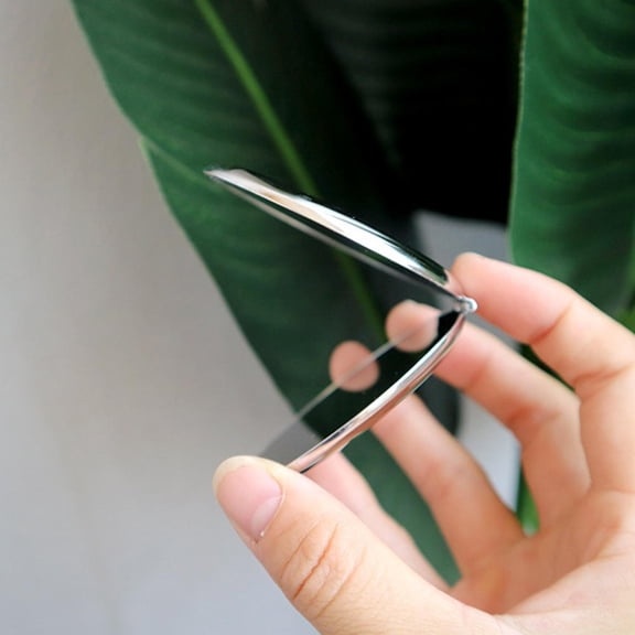 WHAMVOX 1pc Stylish Steel Mirror Foldable Vanity Mirror Double-sided Mirror (Silver)