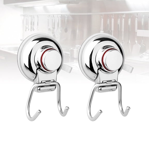 LITINKIMI 2Pcs Double Hooks Stainless Steel Metal Suction Cup Seamless No Drilling for Smooth Surfaces