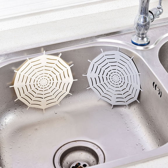 ROMANSENTIAL 2Pcs Home Use Drain Filter Screen in Beige Flexible Trp Material with Suction Cup Design