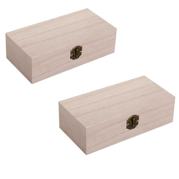 WHAMVOX 2 PCS Solid Wood Storage Box Lids Small Vintage Jewelry Rustic Decor Antique Khaki
