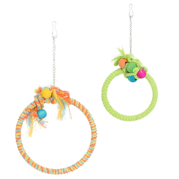 WHAMVOX 2-Pack Colorful Hanging Swing Parrot Toys for Bird