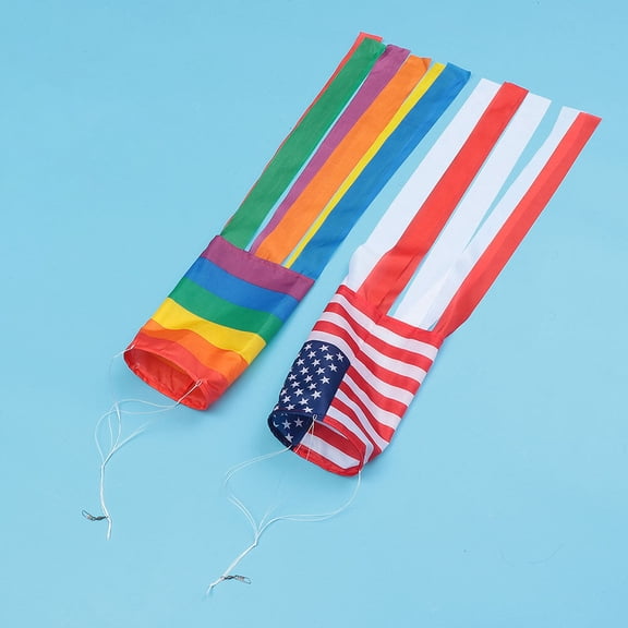 DECORNIJIA 2Pack Colorful Windsock Polyester Multi-colored Outdoor Activities Banner Pendant