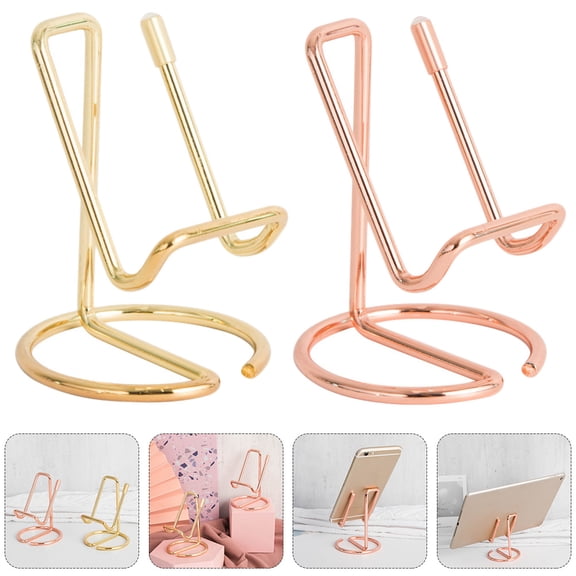 KHBUAB Desk Accessories Iron Phone Stand Rose Gold 2Pcs