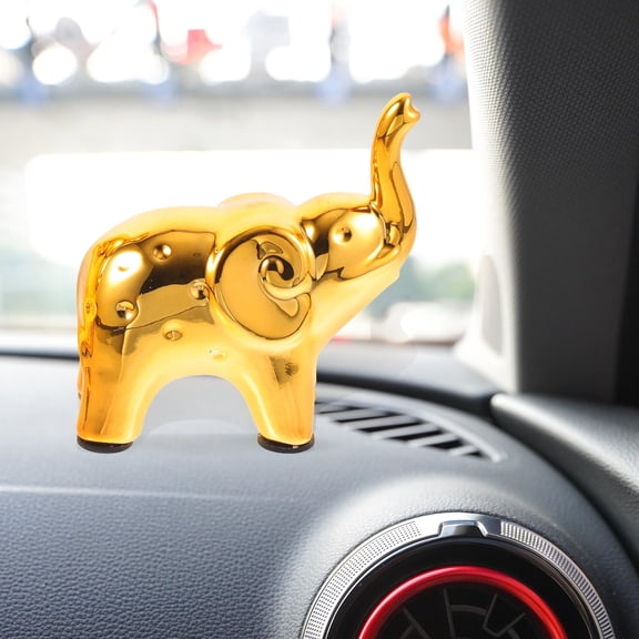 WHAMVOX  2 Pcs Adorable Elephant Statue for Table Desk Elephants Office Golden