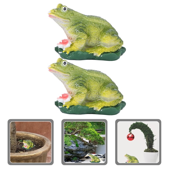 WHAMVOX 2 Pcs Animal Resin Sculptures Figurine Garden Lawn Ornaments Outdoor Micro Scene Green