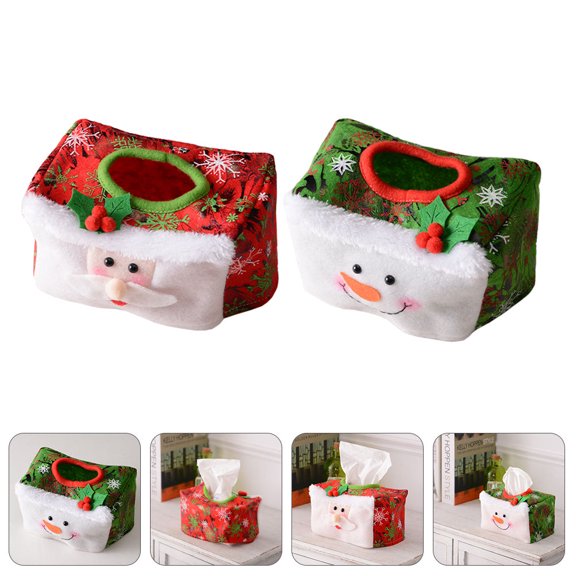 HOOWIFFY Tissue Cover Bathroom Tissue Holder Case Green Non-woven Fabric 2Pcs 16X10X10CM