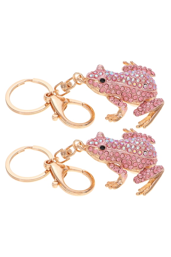 2 Pcs Bag Key Chain Pendant Jewelry Keychain Frog Sparkly Pink