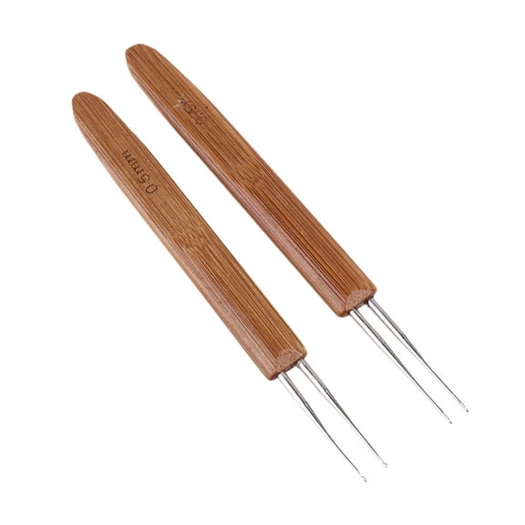 WHAMVOX  2 Pcs Bamboo Crochet Knitting Machine Locking Locks Needles for Hair Tools
