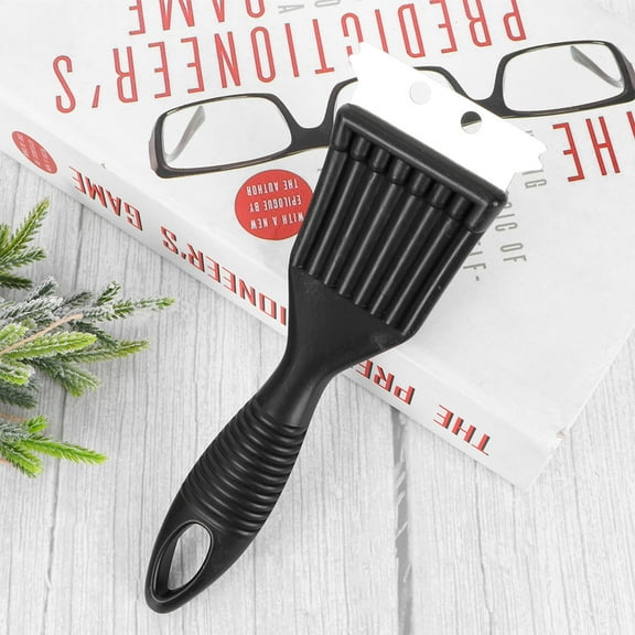 WHAMVOX 2 Pcs Barbecue Grill Brush and Scraper Extended PP Handle Stainless Steel Bristles BBQ Grill Scraper Barbecue Cleaning Brush (Black)