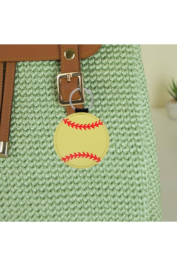 2Pcs Durable Yellow Baseball Softball Keychain PU Zinc Alloy for Sport Bag Decoration
