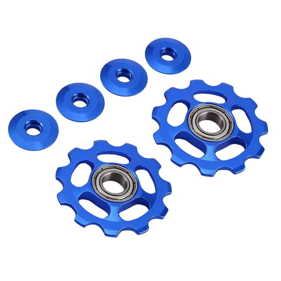 ROMANSENTIAL 2Pcs Blue Aluminum Alloy Mountain Bike Rear Derailleur Pulley 11 Teeth Durable Replacement
