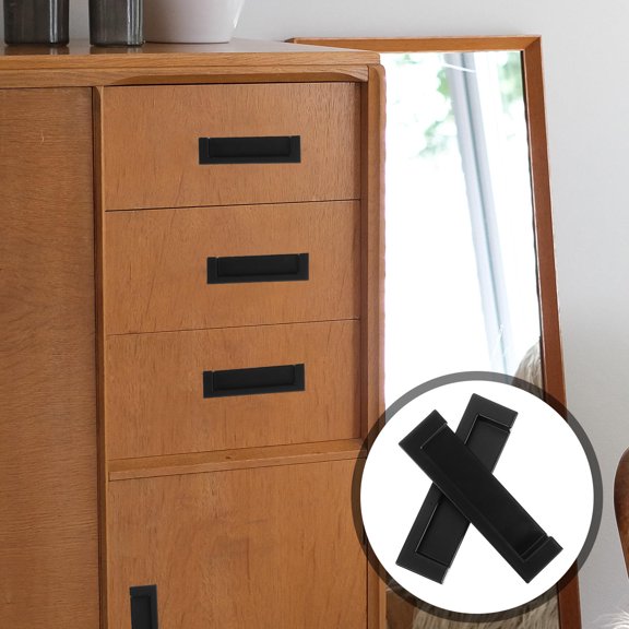 WHAMVOX 2 Pcs Black Drawer Knobs Sliding Door Concealed Handle Smooth Embedded