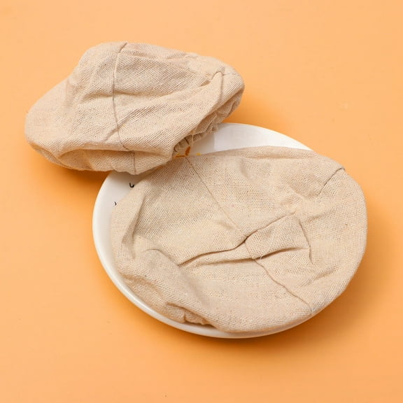 WHAMVOX 2 Pcs Bread Basket Cloth Cover Proofing Fabric Lid Reusable Covers Beige
