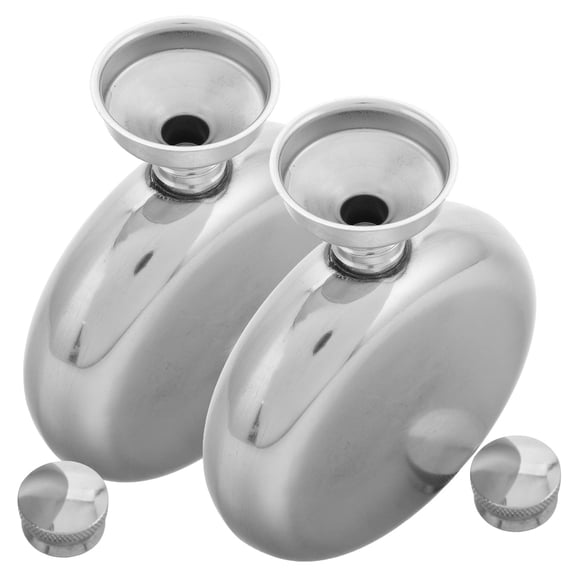 WHAMVOX 2 Pcs Camping Hip Flasks Lightweight Wine Bottle Silver