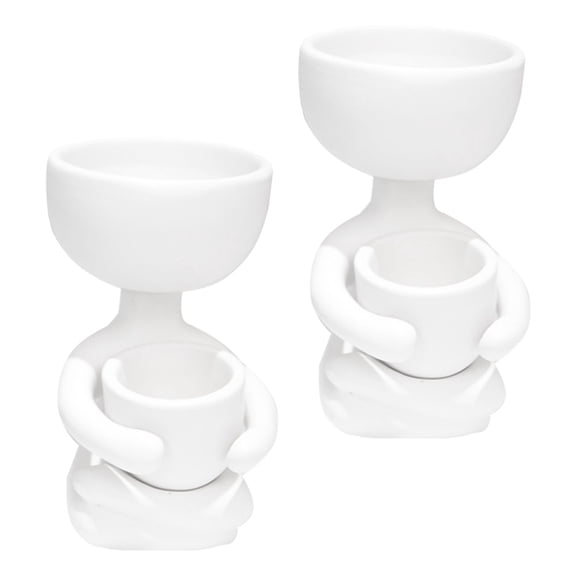 COMPUKAS 2 Pcs Ceramic Flowerpot Decorative Floral Vase Container