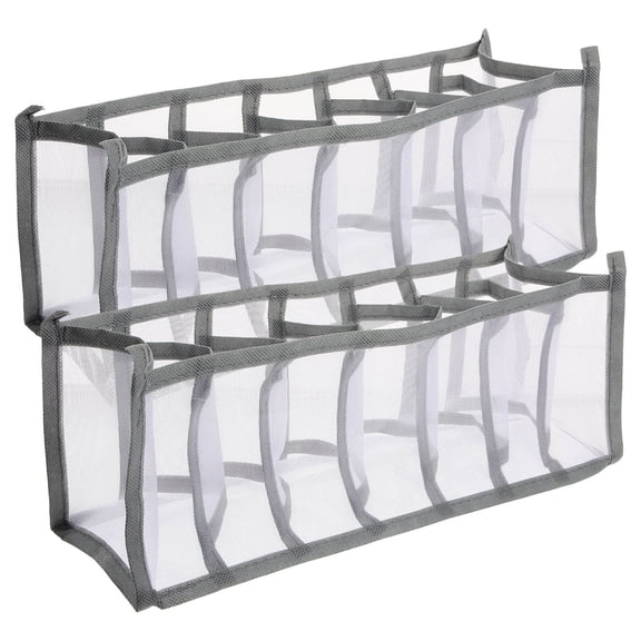 WHAMVOX  2 Pcs Closet Jeans Organizers Wardrobe Clothes Container Bins Small Grey