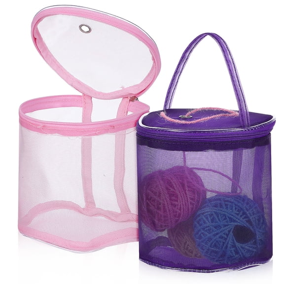WHAMVOX 2-Pack Crochet Yarn Storage Bags Organizer for Hooks, Skeins, and Portable Craft Supplies Holder
