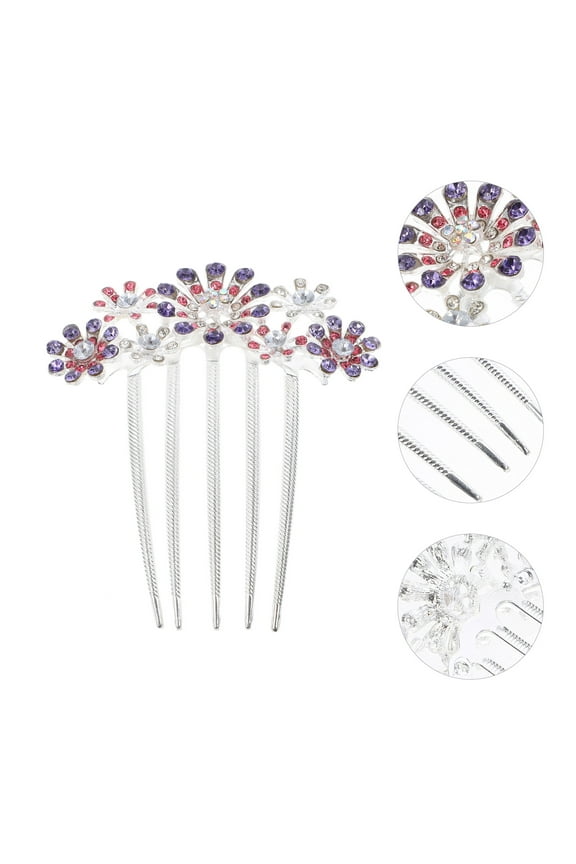 2 Pcs Crystal Hair Accessories Bridal Accessory Gems for Women Miss Purple