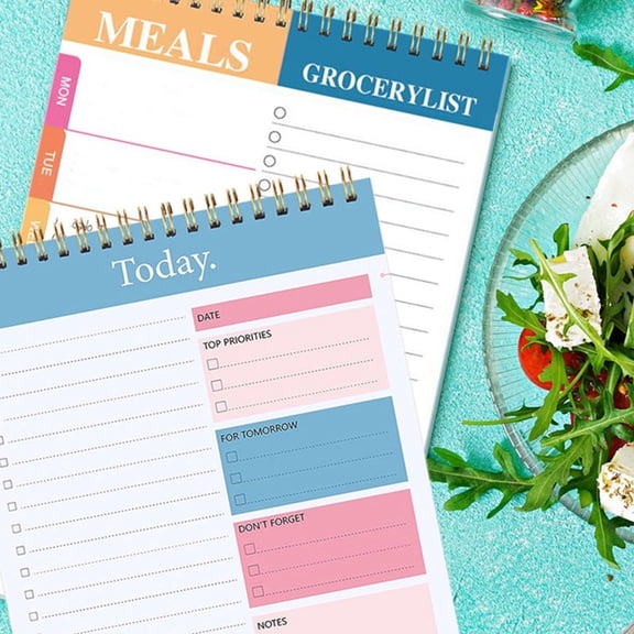 WHAMVOX  2 Pcs Daily Calendar Undated Planner Planning Notepad Memo Work