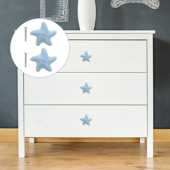 WHAMVOX 2 Pcs Decorative Drawer Knobs Ceramic Handle Delicate Knobs Child 4.3*3.2cm Blue