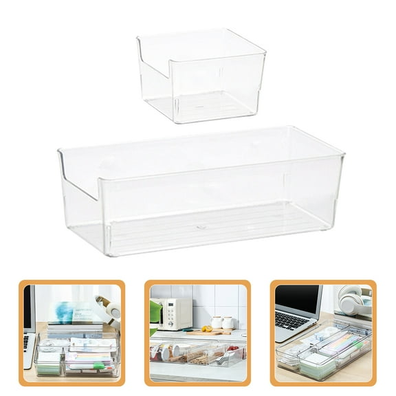 WHAMVOX Desktop Drawer Organizing Box Transparent 2Pcs 11.2x3.7x2.4In