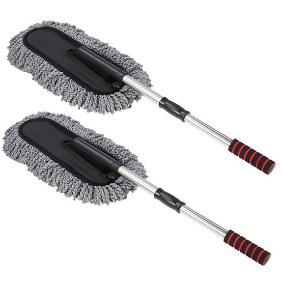WHAMVOX 2 Pcs Duster Interior Cleaner Car Waxing Brush Car Cleaning Supplies with Flexible Handle for Car Bike Home Use (Grey)