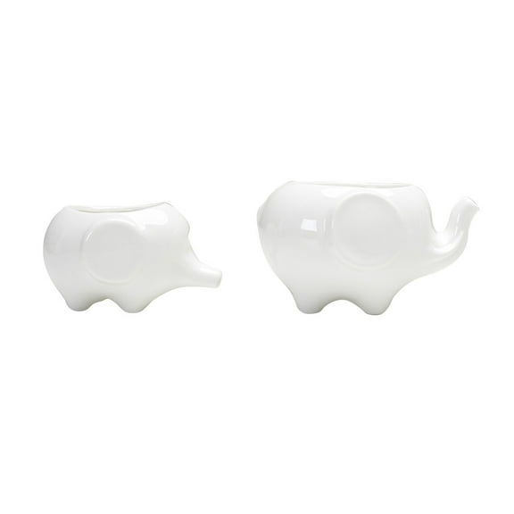 WHAMVOX 2 Pcs Elephant Planter Plant Pots Ceramic Flowerpot Pcs Flower Pot White
