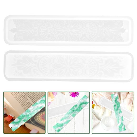 WHAMVOX  2 Pcs Epoxy Bookmark Silicone Mold Making Rectangle