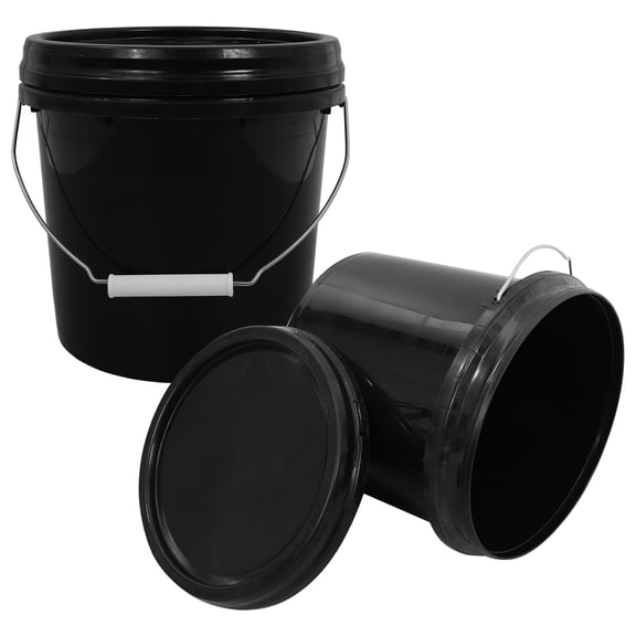 WHAMVOX 2 Pcs Farm Bucket Plastic with Lid Cleaning Big Fishing Travel Black