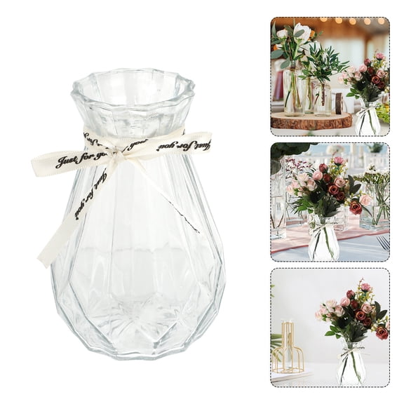 ROMANSENTIAL 2Pcs White Glass Vase Hydroponic Water Plant Vessel for Flower Arrangement