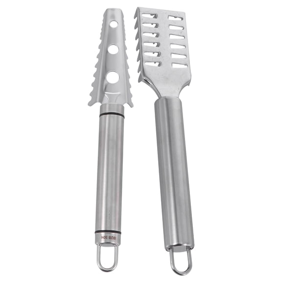 KHBUAB Picnic Fish Scale Scraper 2Pcs Stainless Steel Silver