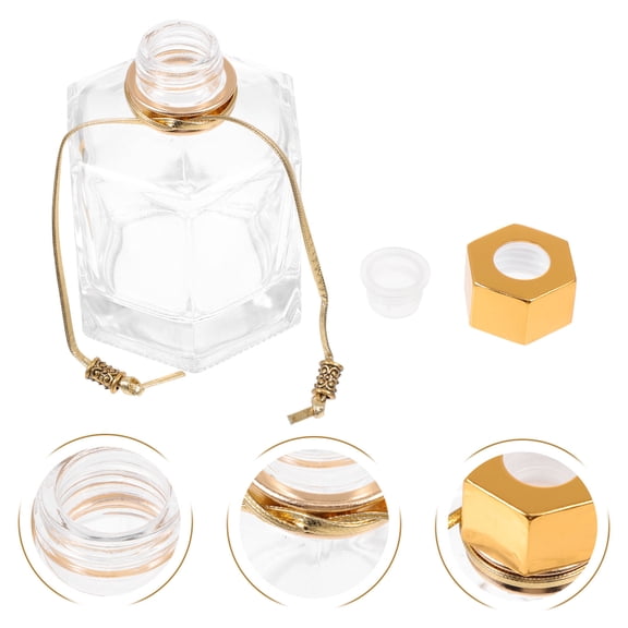 WHAMVOX  2 Pcs Glass Aromatherapy Bottle Perfume Travel Essential Oil for Diffusers Golden