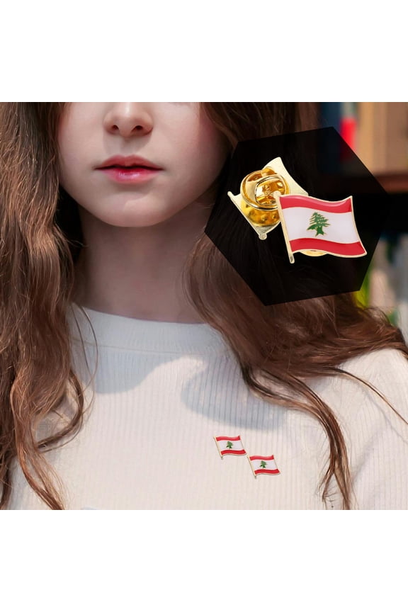 2Pcs Lebanon Map Lapel Pin Metal Brooch Multi Color for Bags Hats Scarves