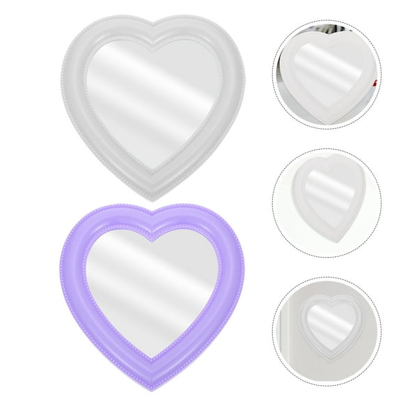 WHAMVOX 2 Pcs Heart-Shaped Cosmetic Mirror Girl 19.00X18.00X1.00CM