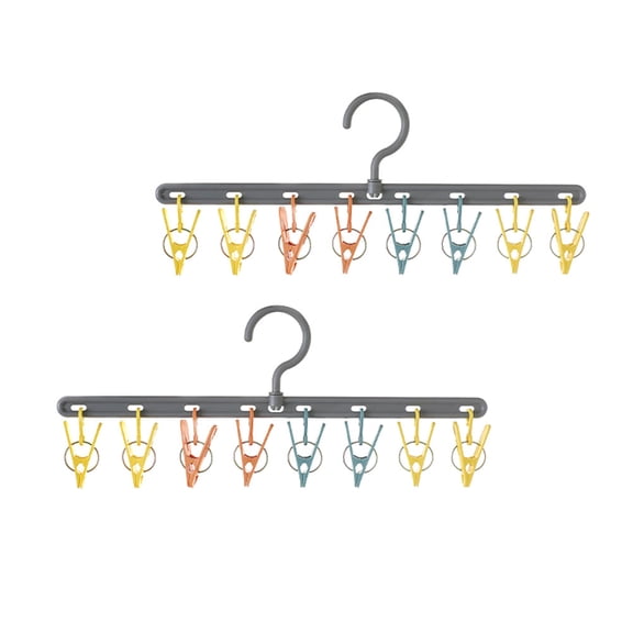 WHAMVOX 2 Pcs Hook Rack Towel Hooks Hangers Clothes Racks Baby Office Grey