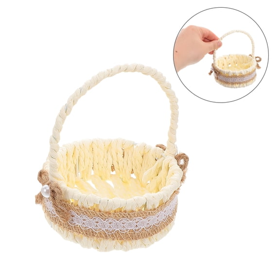 WHAMVOX  2 Pcs Imitation Wicker Storage Basket with Handle Child Pink