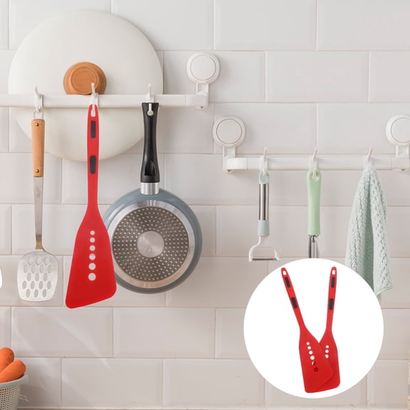 SEWCHICS Pancake Turner Red Silicone 2Pcs 13.4X3.4X0.8In