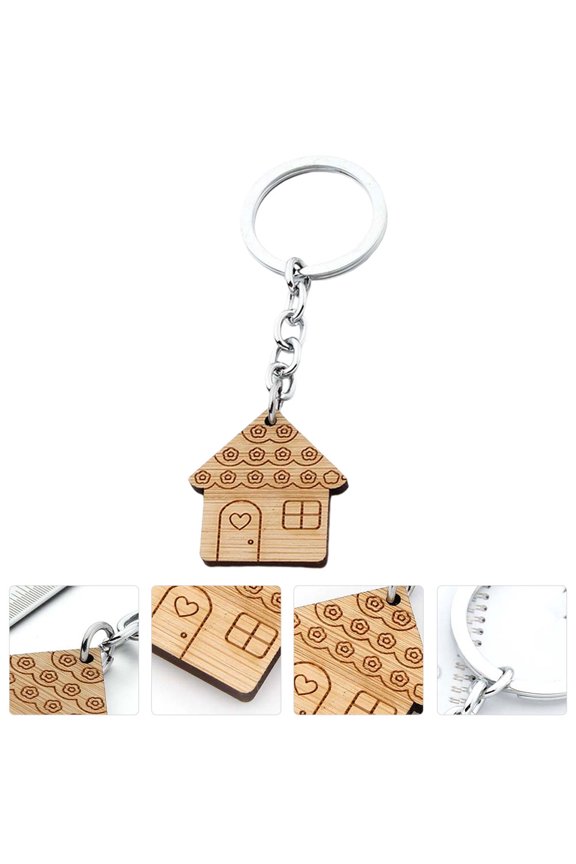 WHAMVOX  2 Pcs Love House Keychain Charms Keychains Cartoon Man Khaki