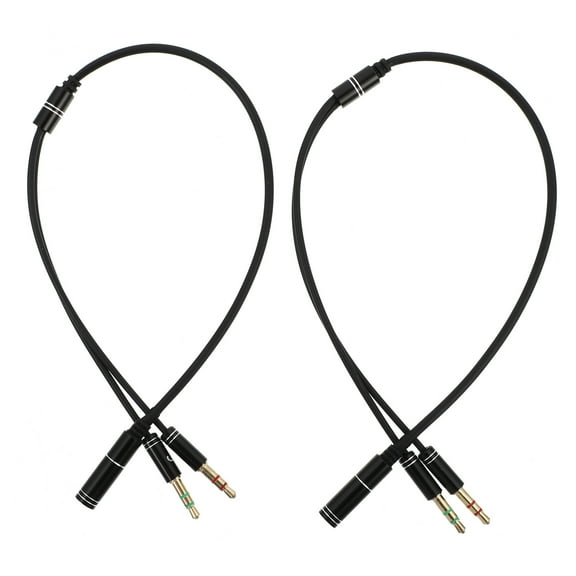 WHAMVOX 2 Pcs Mic Audio Line Headphone Splitter for Phone 37x0.7cm Black