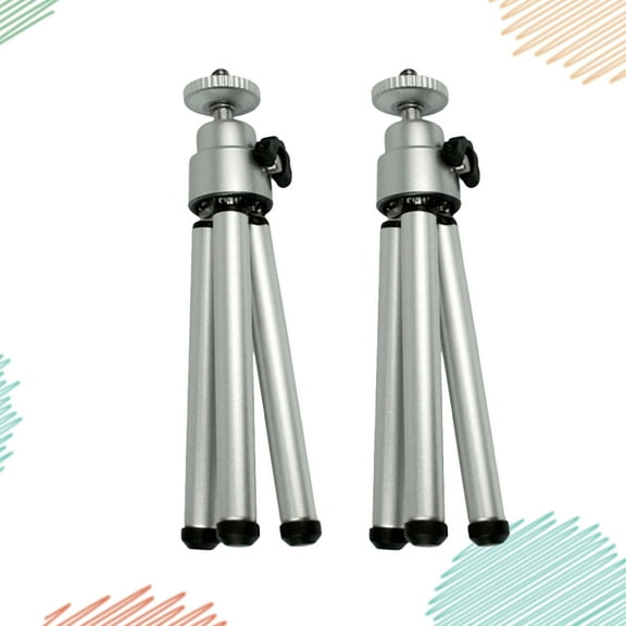 WHAMVOX 2 Pcs Mini Phone Tripod Portable Selfie Stick Cell Stand Silver