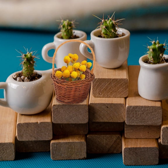 WHAMVOX 2 Pcs Mini Rattan Hand Basket Baskets Baby Decorate Flower Brown Mang Vine 11.50X8.00X8.00CM