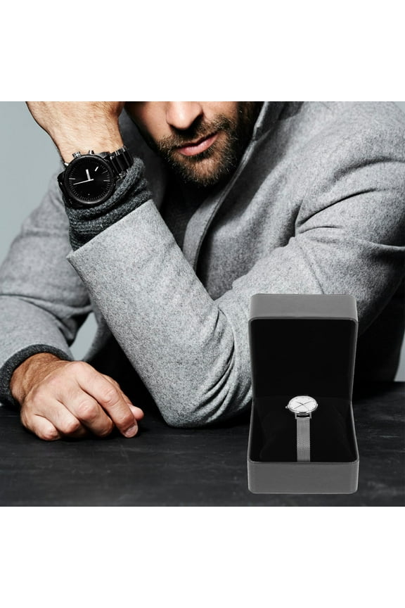 2 Pcs Multiple Watch Storage Box Watch and Bracelet Storage Man 11X10CM Black